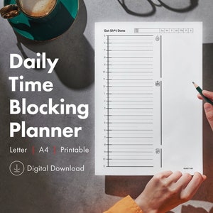 Time Blocking Daily Planner, Time Block Printable, Hourly Planner, 24 Hour Planner, Military Time Planner, Work Day Planner