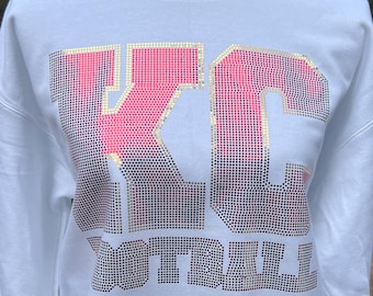 KC Football Spangle Sweatshirt - Handmade Bling Hoodie