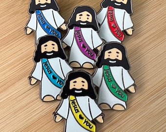Jesus Loves You Enamel Pin, Religious Pin, Faith Based Gift