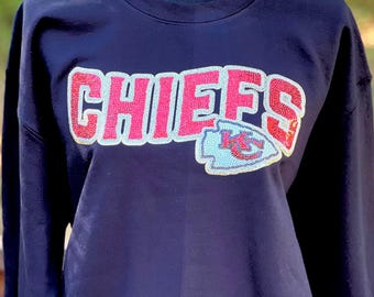 KC Chiefs Sequin Sweater: Handmade Football Fan Gift