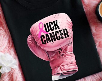 Fuck Cancer PNG Digital Download | Breast Cancer Awareness Sublimation Design | Pink Boxing Glove Ribbon PNG | Survivor Fighter