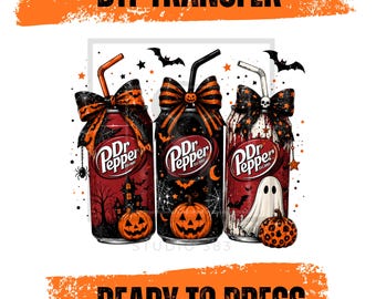 Halloween Soda Can DTF Transfer, Spooky Drink, Pumpkin and Ghost, Fall Shirt