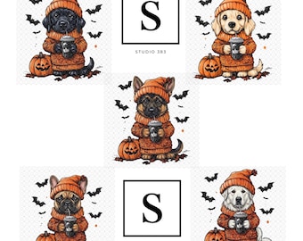 Fall Dog Breeds PNG, Coffee Dogs, Spooky Dog Mama, Dog Lover