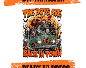 Horror Movie DTF Transfer, The Boys Back in Town, Retro Van Design (Ready To Press)