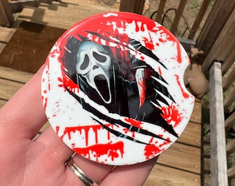 Scary Movie Car Coaster, Scream Car Accessory, Spooky Decor
