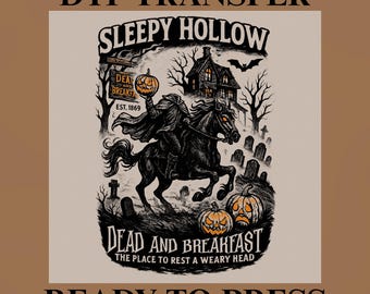 Sleepy Hollow DTF Transfer, Spooky Halloween, Headless Horseman