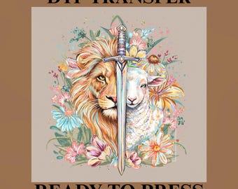 Lion of Judah DTF Transfer, Lamb of God, Christian Design, Jesus Bible Verse
