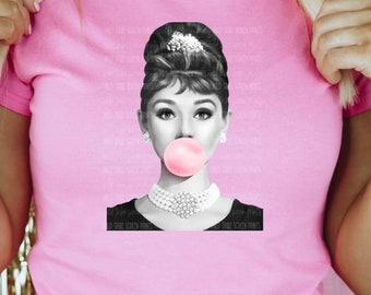 Aubrey Bubble Gum Shirt, Pink Bubble Girl, Hollywood Glam Design