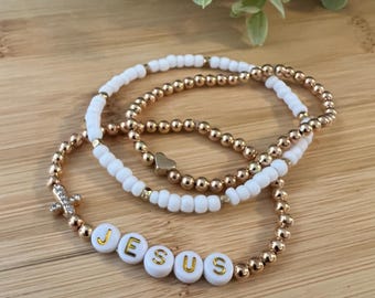 Christian bead bracelet, faith based bracelet, stackable set