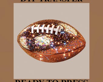 Glitter Football DTF Transfer, Sparkle Game Day Ready to Press Heat Transfer, Football Season, High Quality DTF