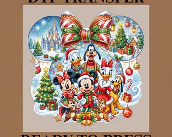 Magical Christmas Friends DTF Transfer Ready to Press, Holiday Character Group Heat Transfer Film,  DIY Festive Family