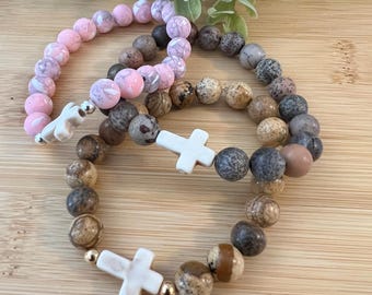 cross bead bracelet, faith inspired bracelet