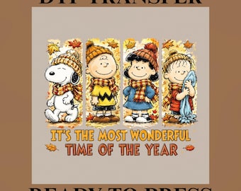 Fall Peanuts DTF Transfer, Ready to Press Heat Transfer, It's the Most Wonderful Time of the Year, Snoopy Charlie Brown Autumn Shirt Graphic