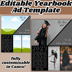 EDITABLE Yearbook Ad Template- Full Page- Modern- Senior Yearbook Ad