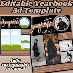 EDITIERBARE Jahrbuch Ad Template- Ganz Seite- Modern- Senior Yearbook Ad