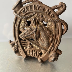 Tally Ho vintage cast iron bank