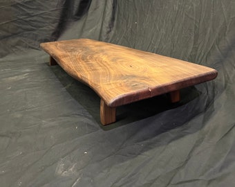 hand made walnut display tray with legs/customizable/wood riser/soap tray/wood pedestal/live edge/wood center piece/decritine tray