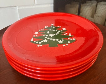 Vintage Rare Waechtersbach Red Christmas Ceramic Dinnerware 16 Piece