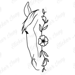 Cheval floral SVG, PGN, motif floral visage de cheval