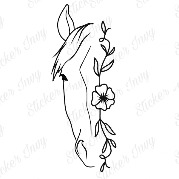 Horse Floral SVG, PGN, Horse Face floral design