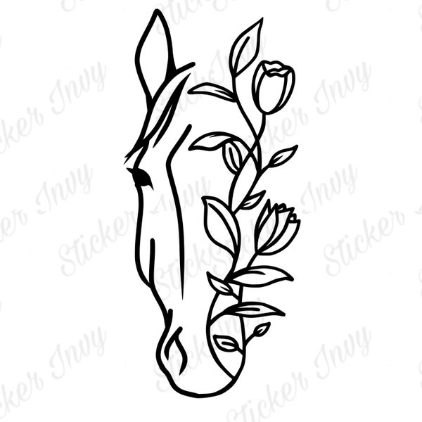 Horse Floral Design SVG, Horse line art SVG