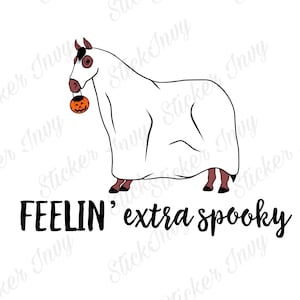 Horse Ghost With a Pumpkin PNG, Digital File, Feelin’ Extra Spooky