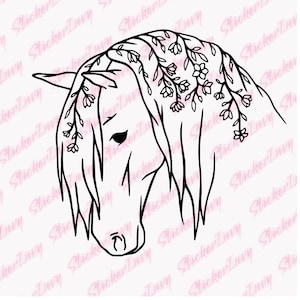 Dessin au trait floral cheval SVG, PNG, dessin floral cheval