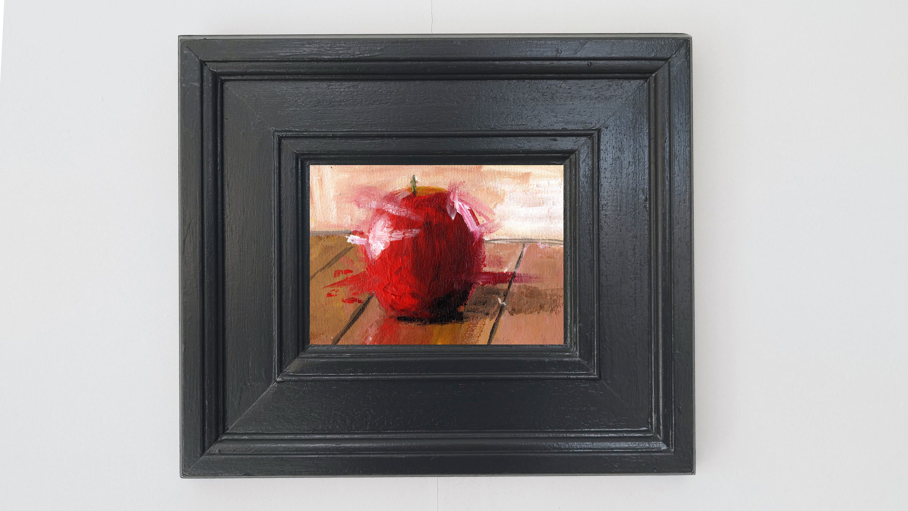 絵画 Apple flk042118 Apple Painting 7x5 Original Acrylic on Loxley Linen Board