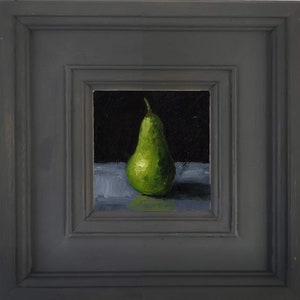 Pear Painting 6x6 original Oil on Arteza linen board