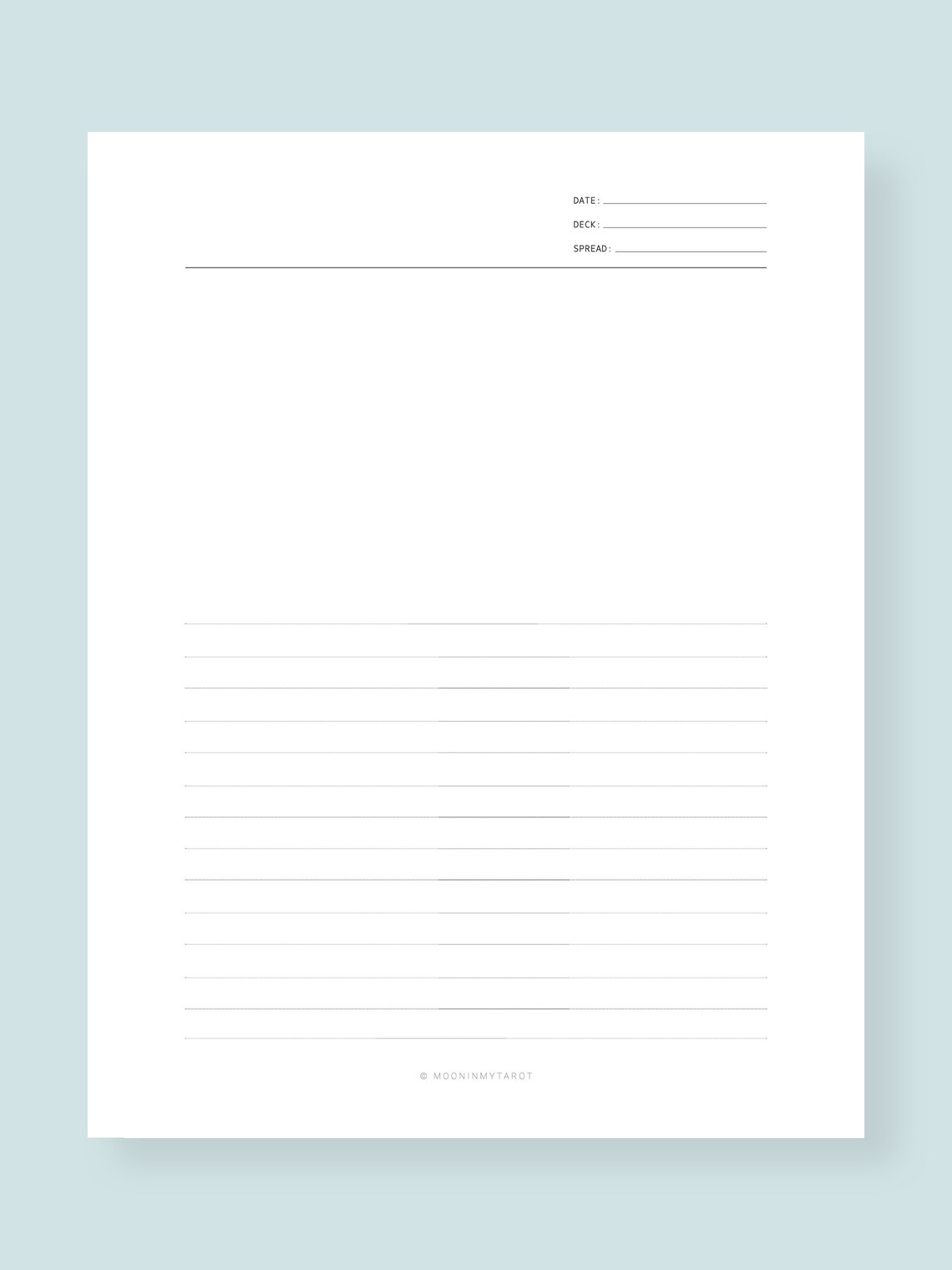 Minimal Tarot Journal Printable | Tarot Spread Pages | Digital PDF ...