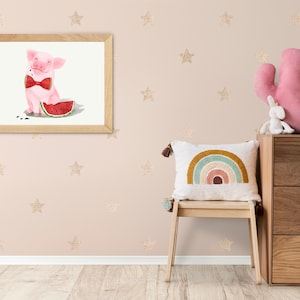 Baby Pig Print Nursery Wall Art, Farm Animals Piglet Printable, Nursery Decor Animal Art Piglet Prints