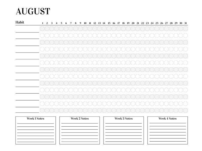 Monthly Habit Tracker Printable, Landscape Letter Instant Download ...