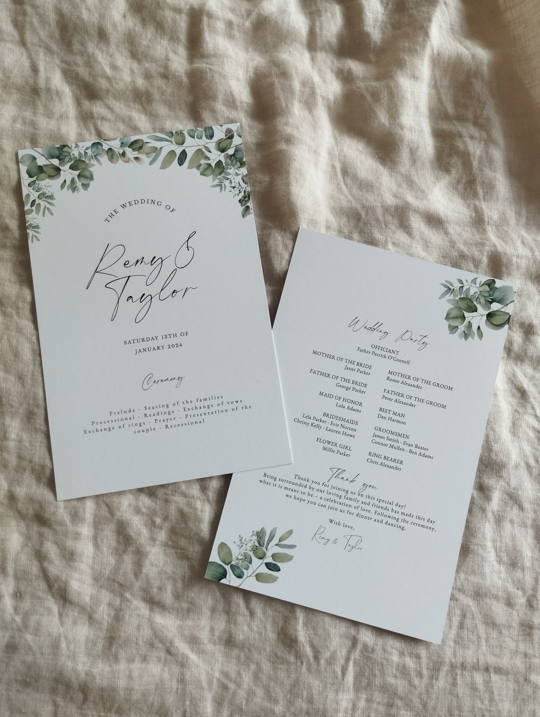 Wedding Ceremony Booklet Template Eucalyptus Collection Etsy