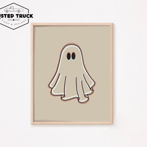 Ghost Wall Art Print, Ghost Printable Wall Art, Neutral Halloween Decor, Halloween Art Downloadable, Halloween Wall Art, Halloween Print