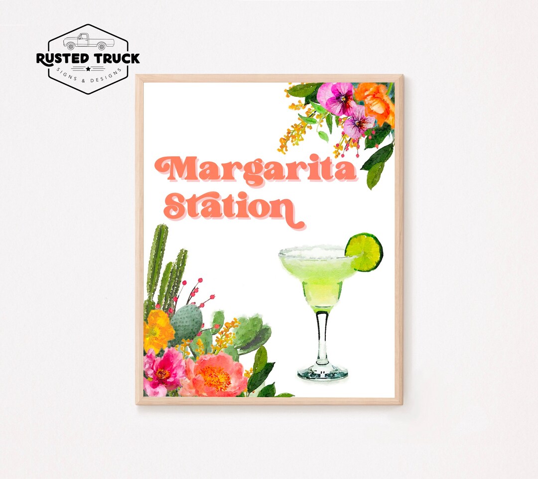 Margarita Bar Sign Printable, Floral Bar Sign, Drink Sign, Fiesta Sign