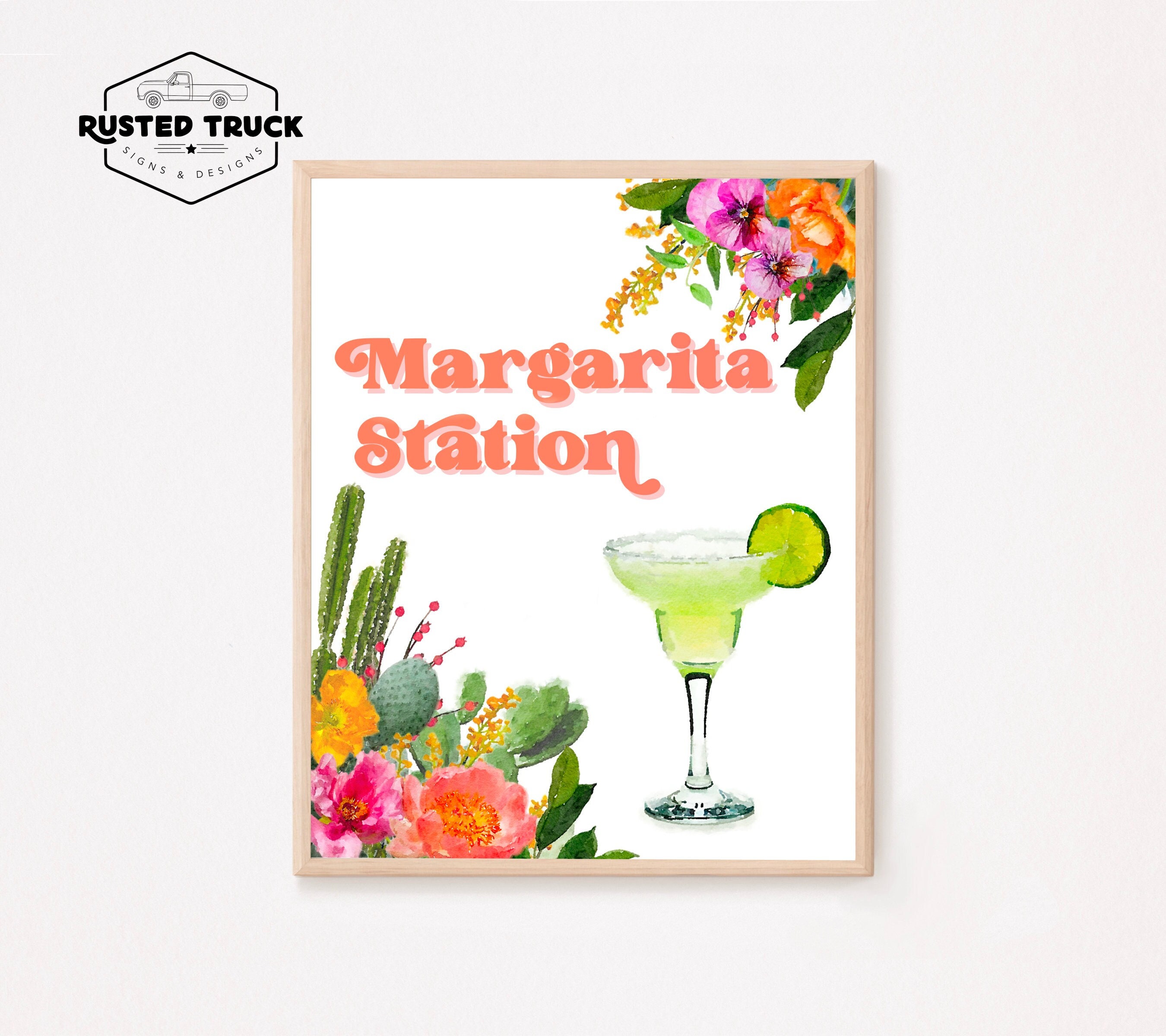 Margarita Bar Sign Printable, Floral Bar Sign, Drink Sign, Fiesta Sign ...