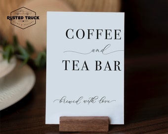 Coffee And Tea Bar Sign, Printable Coffee And Tea Bar Sign, Coffee And Tea Station Sign, Drink Station Sign, Wedding Drink Signage