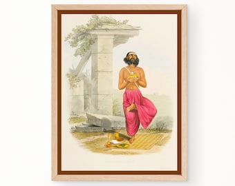 Vintage Boho Indian Art Poster, Folk Art Print, Hindu Art, Instant Download, druckbare Indien Malerei, Wand Art Decor, Housewarminggeschenk