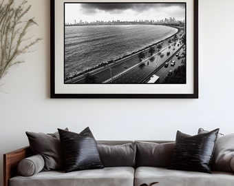 Mumbai Art, Bombay Mumbai Photo, India Wall Art, Boho Indian Art Print, Instant Download, Printable India Wall Decor, Desi Art, Marine Drive