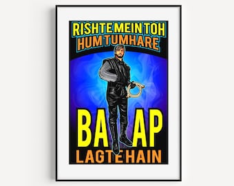 Żywa sztuka ścienna, aktorzy Bollywood, kultowe dialogi, najwyższej jakości matowy plakat pionowy, jasne kolorowe indyjskie wydruki filmowe, Amitabh Shahenshah