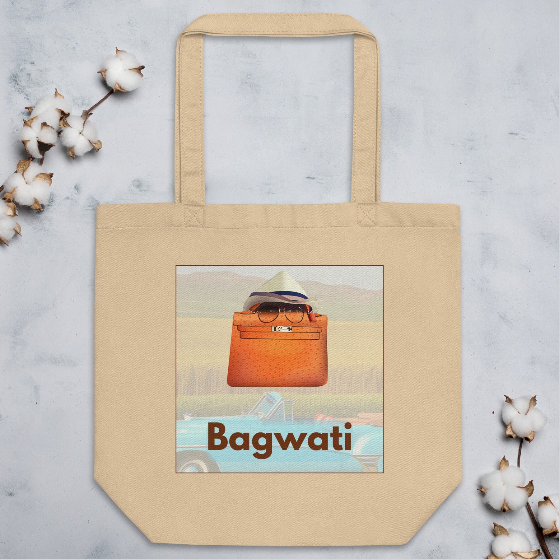Organic Cotton Tote Spacious Eco-friendly Flat Bottom Tote Bollywood Bag Desi Design Bold Desi Gift Bag Indian Gift, Hindi Movie Bagwati