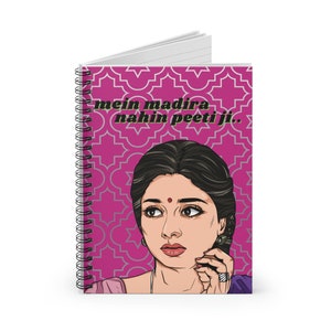 Bollywood Cover Notebook, Vibrant Colorful Cover, Bollywood Actor Portraits, Iconic Dialogues, Sridevi Chaalbaaz, Ruled Line Spiral Notebook