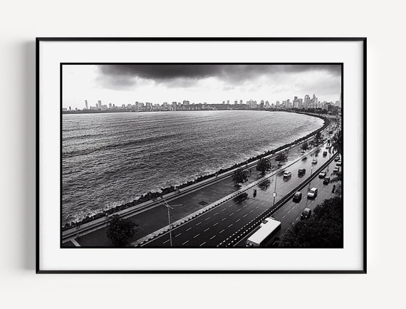 Mumbai Art, Bombay Mumbai Photo, India Wall Art, Boho Indian Art Print, India Wall Decor Poster, Desi Art, Marine Drive, Vintage Wall Art