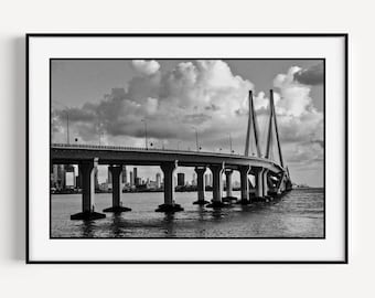 Mumbai Art, Bombay Mumbai Photo, India Wall Art, Boho Indian Art Print, Instant Download, Printable India Decor, Desi Art, Sea-Link Bridge