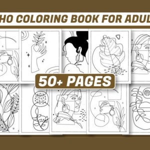 Minimalist Boho Coloring Book for Adults, Boho Coloring Book, Coloring Pages, Coloring Book, Instant Download.