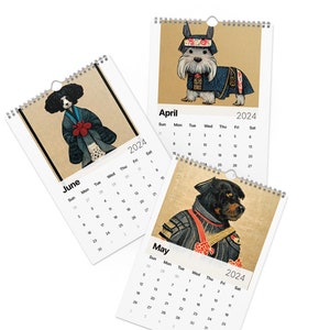 Ukiyo-e Dogs Wall 2024 Yearly Calendar | Unique Vintage Japanese Art Style, Funny & Bizarre Vertical Monthly Calendars, Fun Animal Gifts