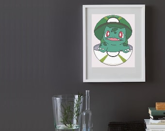 Bisasam im Park Pokeball Kreuzstichmuster