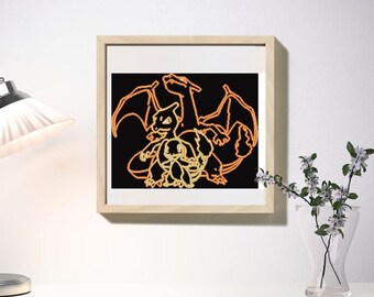 Neon Charmander Evolutions Cross Stitch Pattern