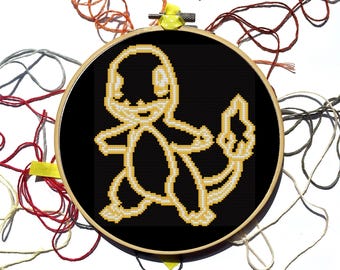 Neon Charmander Cross Stitch Pattern
