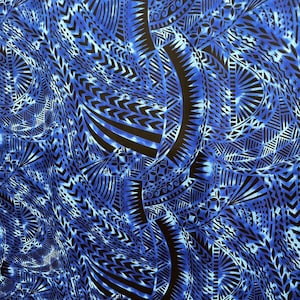 Traditional Polynesian Tattoo Design Rayon Poplin Fabric | Islands Fabric